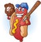 Hot Dog Baseball Cartoon Character