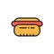 Hot dog, bavarian sausage, fast food flat color line icon.