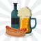 Hot dog and beer cartoon
