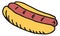 Hot dog color doodle. Fast food icon