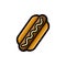 Hot dog colored with contour fast food vector icon