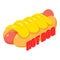 Hot dog icon isometric vector. Fresh prepared sandwich with sausage and mustard