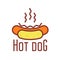 Hot dog icon - street food emblem with hotdog