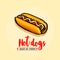 Hot dog ison. Fast food emblem. Retro design.