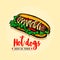 Hot dog ison. Fast food emblem. Retro design.