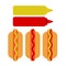 Hot dog, ketchup and mustard flat icon, vector sign, colorful pictogram isolated on white.