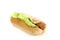 Hot dog with lettuce leaf