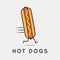Hot dog logo. Running hotdog on white background