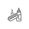 Hot dog and mustard bottle line icon
