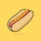 Hot dog with mustard colorful vector cartoon