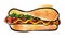 Hot Dog with mustard, ketchup and green relish