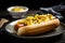 hot dog with relish and mustard on plate