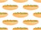 Hot dog seamless pattern. Sausage in a bun with ketchup and mustard. National Hot Dog Day. Hot dog is a popular fast food. Design
