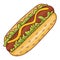 Hot Dog Vector in Flat Design Style