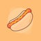 hot dog western street food cafe junk food with flat full color outline style