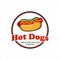 Hot dogs bun logo design template American street food