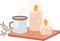 Hot Drink With Candles Hygge Composition