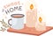 Hot Drink With Candles Hygge Composition