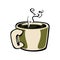 Hot drink, steam, icon of cofee isolated on a white background in EPS10