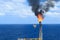 Hot flare boom and fire on offshore production platform