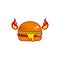 Hot flat burger with horns and fire.