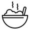 Hot food bowl icon outline vector. Soup meal