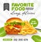 Hot and fresh Fried chicken burger with tasty fries social media poster