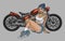 Hot girl motorcyclist sketch colorful