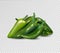 Hot green pepper on transparent background. Jalapeno groupe. Quality realistic vector, 3d illustration.