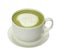 Hot green tea with steamed milk, usually topped with foamed milk.