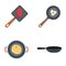 Hot griddle chef icon set, flat style