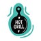 hot grill lettering in pan silhouette style icon