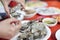 Hot grill of oysters. taiwanese food.