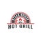 Hot Grill Steak house rustic logo emblem, Vintage Retro barbecue Grill vector illustration symbol