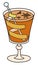 Hot grog cocktail. Stylish hand-drawn doodle cartoon style Christmas winter or autumn warm drink in a cope glass