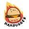 Hot hamburger logo drawing vector illustration