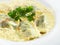 Hot healthy vegetarian ravioli with spinach and ricotta