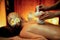 Hot herbal ball spa massage body treatment. Quiescent