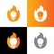 Hot ideas logo concept, lightbulb and fire icon, fire flame and lamp symbol - Vector