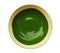 Hot Japanese organic Matcha green tea ceremony top view isolated on white
