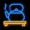 hot kettle on stand neon glow icon illustration