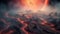 Hot lava flowing on a melting alien planet orbiting close to its sun. Generative AI