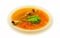 Hot lentil soup with pork ribs, isolated