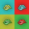 Hot Lips Vector Illustration Pop Art