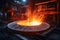 Hot liquid iron in the steel industry created with generative AI technology