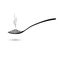 Hot meal spoon flat icon. Black boat with steam aroma from the food