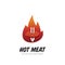 Hot meat grill steak logo with fire flame illustration symbol