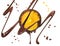 Hot melted milk chocolate and orange inside. Sauce or syrup, pouring chocolate wave or flow splash, cocoa drink or cream, abstract
