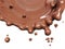 Hot melted milk chocolate sauce or syrup, pouring chocolate wave or flow splash, cocoa drink or cream, abstract dessert background