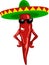 Hot mexican chili with green sombrero